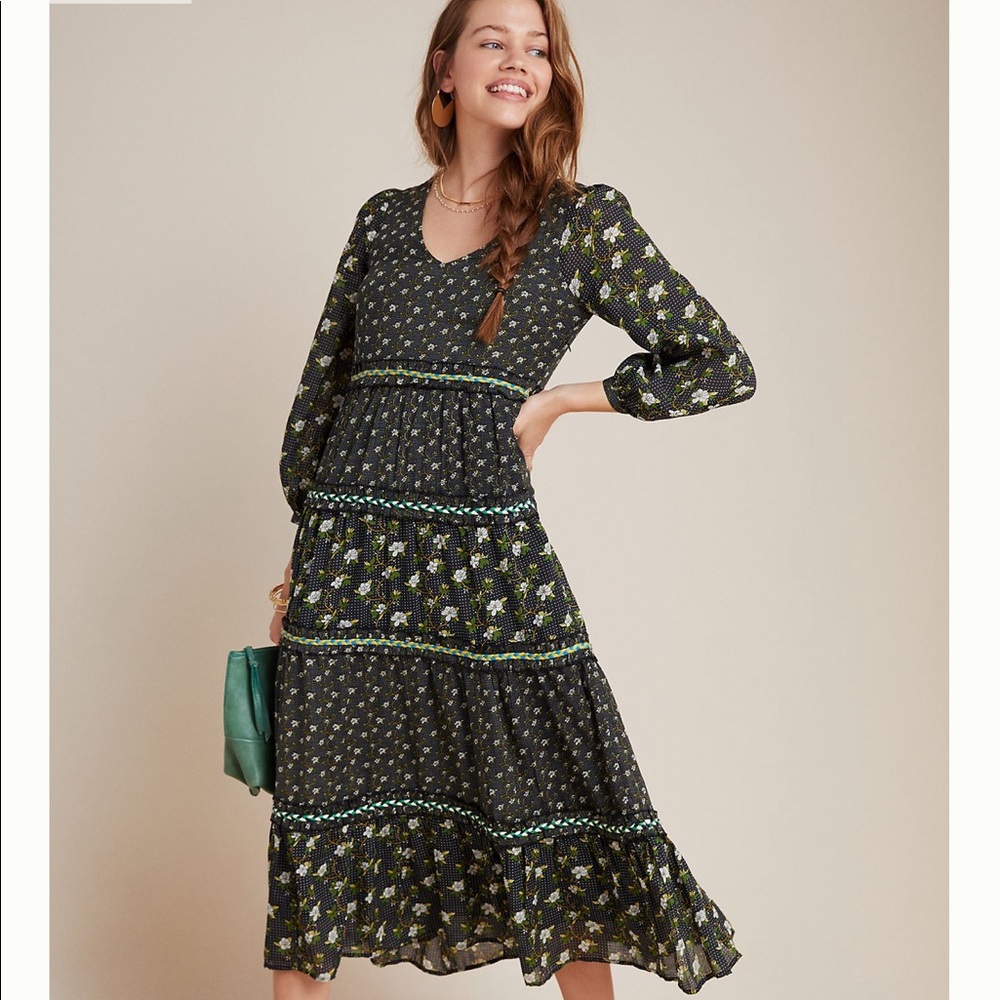 NWT ANTHROPOLOGIE TIERED MAXI DRESS 14